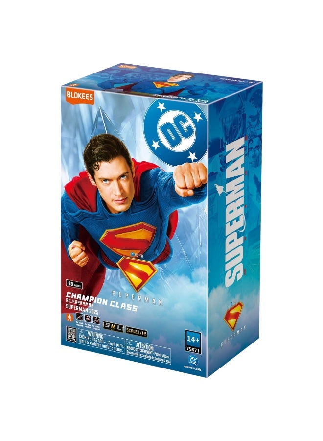 Blokees Superman Champion Class Buildable Action Figure | 1:12 Scale DC Comics Model Kit with Fabric Cape and Krypto Dog | Collectible Poseable Toy for Ages 14+ - Image 1