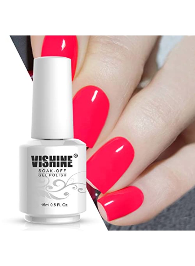 Vishine Nail Gel Polish 15ml Soak Off Nail Gel Polish Nail Art Manicure Salon DIY at Home Longlasting Hot Rose Pink 15ml 2033 - Image 3
