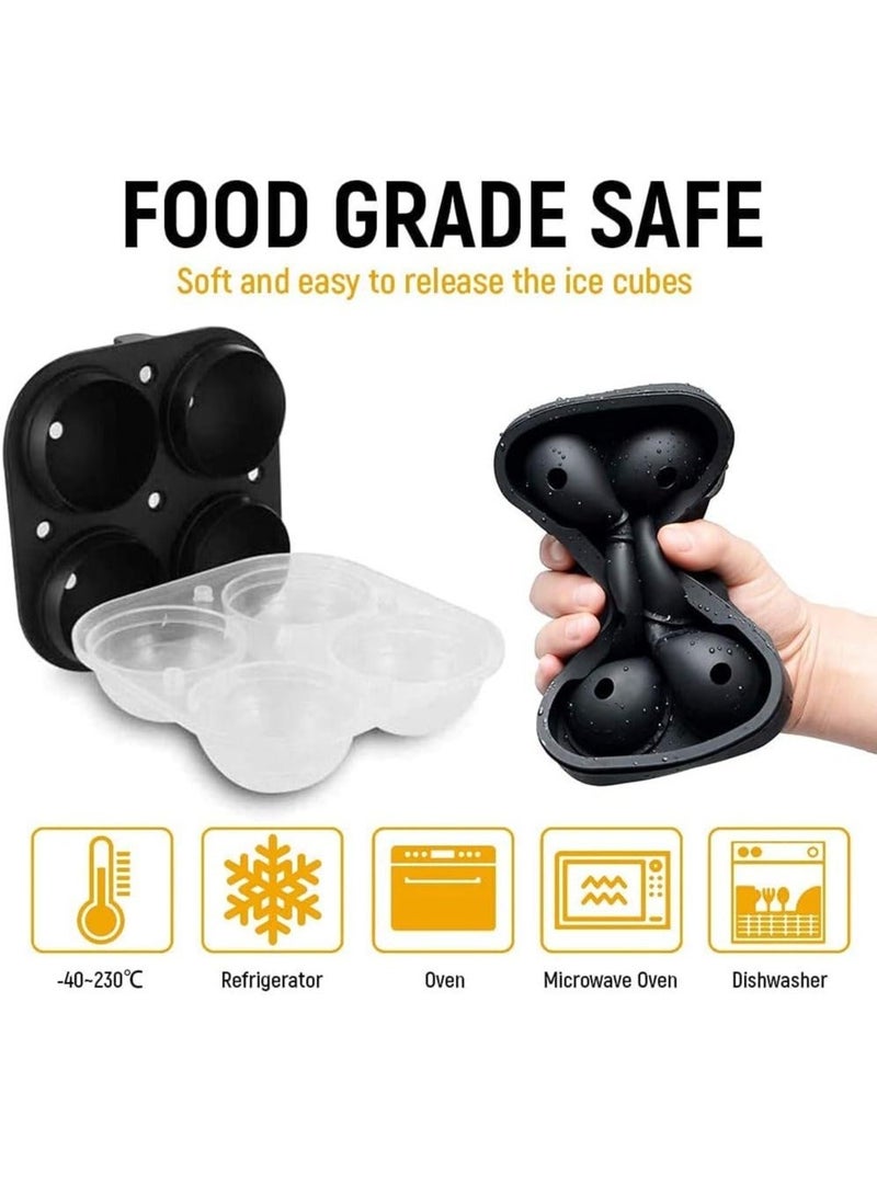 Bukela Large Ice Cube Trays, 2.5" Flexible 4 Ice Balls Maker with Lids & Bonus Funnel, BPA Free Round Silicone Ice Cube Molds, Reusable Sphere Ice Tray for Drink - Image 5