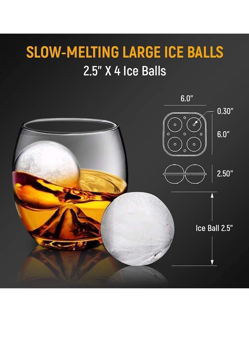 Bukela Large Ice Cube Trays, 2.5" Flexible 4 Ice Balls Maker with Lids & Bonus Funnel, BPA Free Round Silicone Ice Cube Molds, Reusable Sphere Ice Tray for Drink - Image 4
