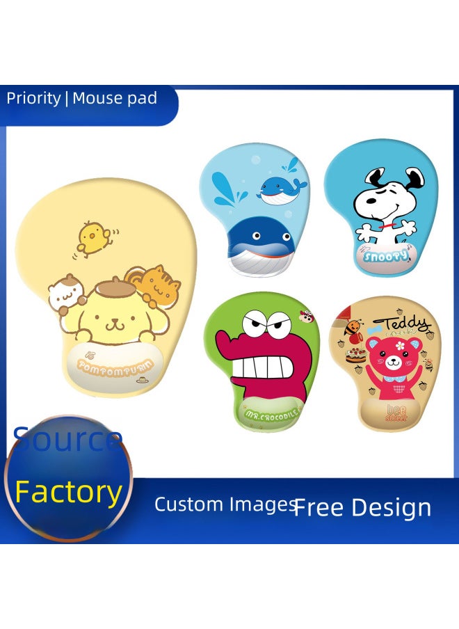 Generic - Comfortable Simple Cartoon Series Silicone Wrist Rest Mouse Pad Office Gaming Anti-slip Desk Mat Wrist Support Hand Rest Pad-Color:Color Map Opp Packaging-Pattern:MH028-Cherry Bear - Image 1