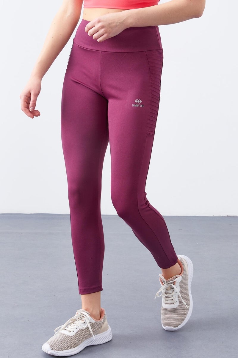 Tommy Life Claret Red High Waist Slim Fit Skinny Leg Women's Leggings - 94568  - Image 2