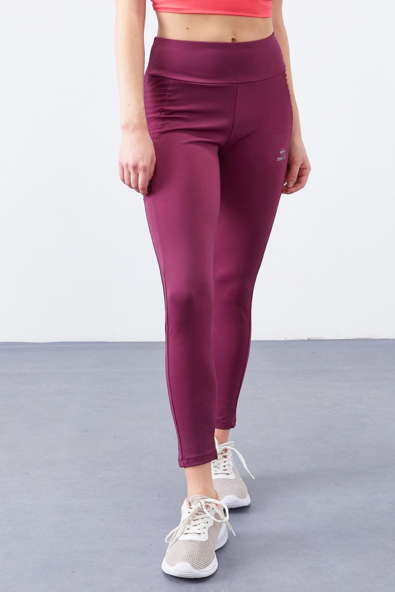 Tommy Life Claret Red High Waist Slim Fit Skinny Leg Women's Leggings - 94568  - Image 4