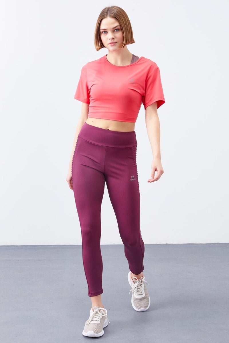 Tommy Life Claret Red High Waist Slim Fit Skinny Leg Women's Leggings - 94568  - Image 3