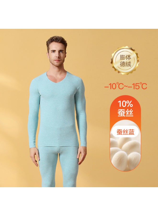 【10a Antibacterial】aowei Zhi Silk Expanding Thermal Underwear Set For Women, Fleece-lined Autumn Clothes And Pants For Men