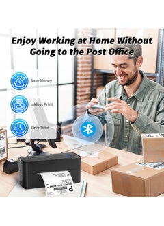 phomemo 241-BT Bluetooth Thermal Label Printer, 4X6" Wireless Shipping Label Printer for Small Business, Label Printer for Shipping Packages, Compatible with iPhone, Android (Black)  - Image 3