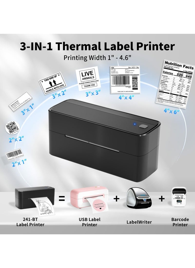 phomemo - 241-BT Bluetooth Thermal Label Printer, 4X6" Wireless Shipping Label Printer for Small Business, Label Printer for Shipping Packages, Compatible with iPhone, Android (Black) - Image 1