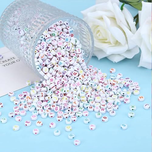 STORE 2508 Store2508 Pack of 2000 Colourful Round Beads Bulk Pack, Alphabet Letter A to Z, Smiling Emoji, Black Star, Black Heart for DIY Jewellery Bracelet Making, Art & Crafts, Personalised Accessories Making - Image 5