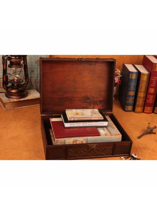 Cabilock Wooden Desktop Storage Boxes Wood Treasure Box for Books Jewelry Document Box Without Lock (Chinese Style) - Image 3