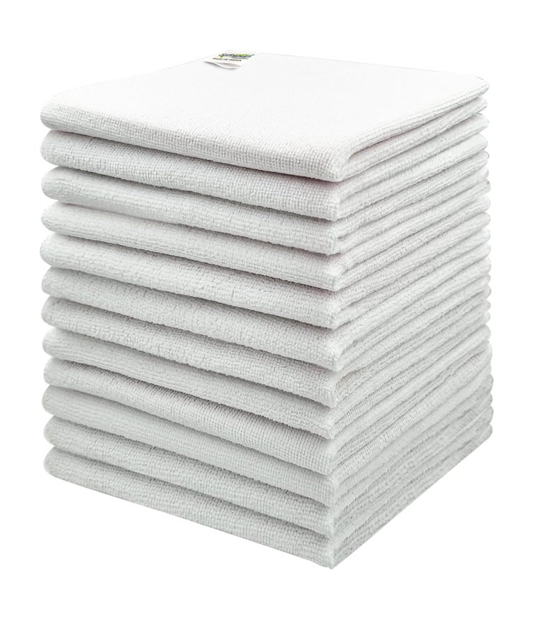 SOFTSPUN Microfiber Cleaning Cloths, 12pcs 40x40cms 220 GSM White! Highly Absorbent, Lint and Streak Free, Multi -Purpose Wash Cloth for Kitchen, Car, Window, Stainless Steel, Silverware.… - Image 2