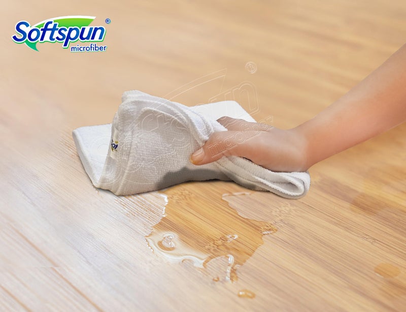 SOFTSPUN Microfiber Cleaning Cloths, 12pcs 40x40cms 220 GSM White! Highly Absorbent, Lint and Streak Free, Multi -Purpose Wash Cloth for Kitchen, Car, Window, Stainless Steel, Silverware.… - Image 5