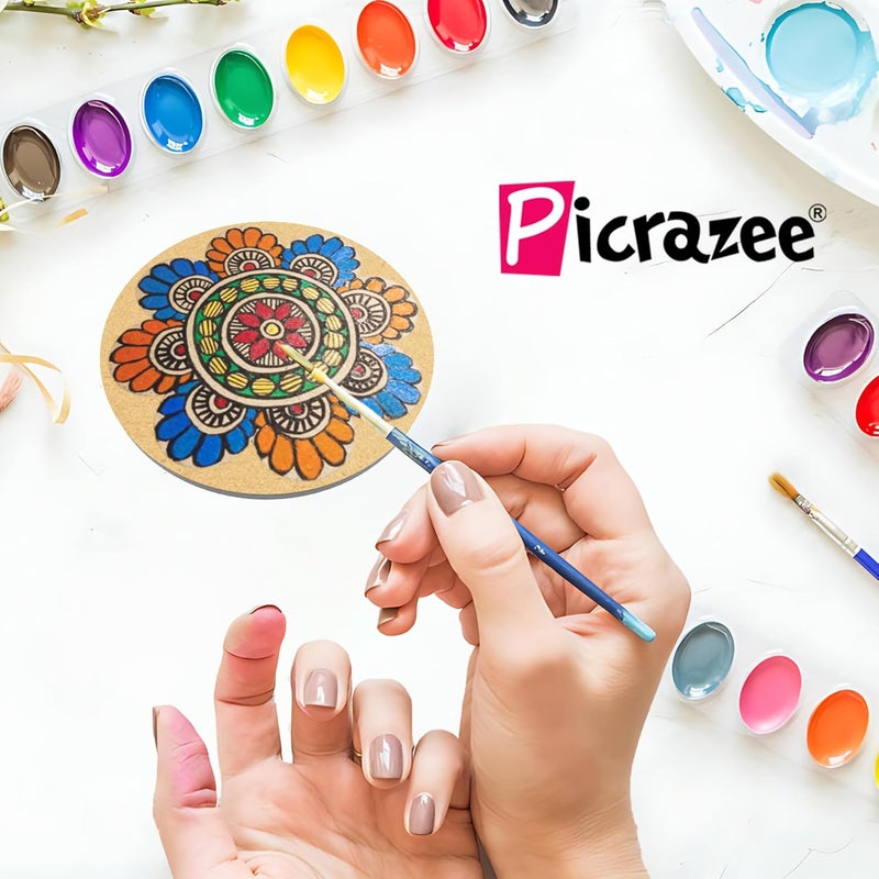 PICRAZEE DIY Engineered Pine MDF Pre-Marked 12 Round Plates Size 4x4 inch and 5.5 mm Thickness– Ideal for Art and Craft, Resin Art, Decoupage, and DIY Projects - Image 4