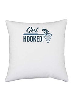 UDNAG UDNAG White Polyester Fishing Get Hooked Pillow Cover 16 Inch X 16 Inch 