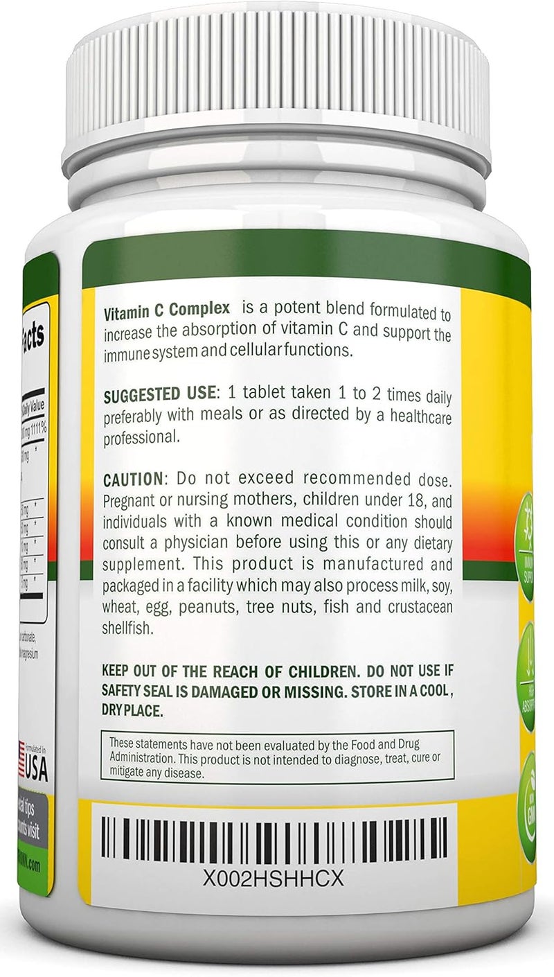 NutriONN Super Vitamin C Complex  1695Mg  180 Tablets  With 530 mg Natural Citrus Bioflavonoids Rose Hips Rutin Quercetin  Hesperidin For Increased Absorption  Advanced Immune Support  NonGMO - Image 3
