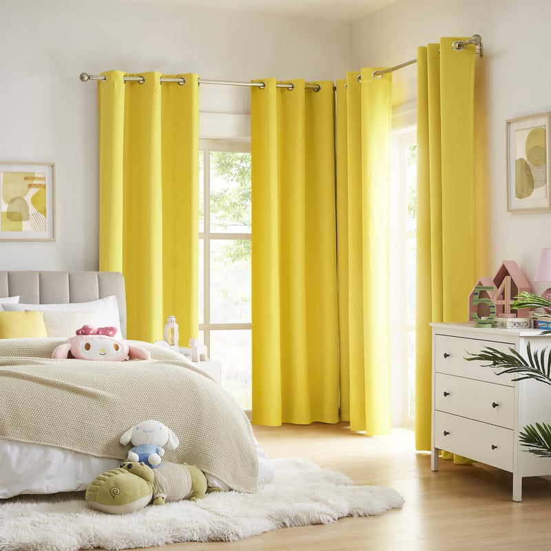 DUALIFE Yellow Blackout Curtains for Living Room- Grommet Thermal Insulated Window Curtain Drapes for Bedroom Illuminating Yellow (42 W x 63 L, 2 Panels) - Image 2