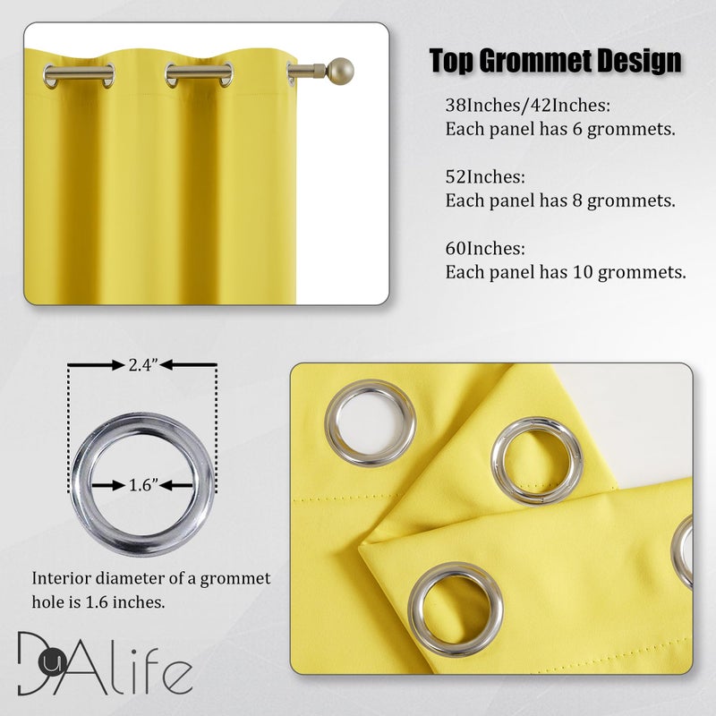 DUALIFE Yellow Blackout Curtains for Living Room- Grommet Thermal Insulated Window Curtain Drapes for Bedroom Illuminating Yellow (42 W x 63 L, 2 Panels) - Image 3