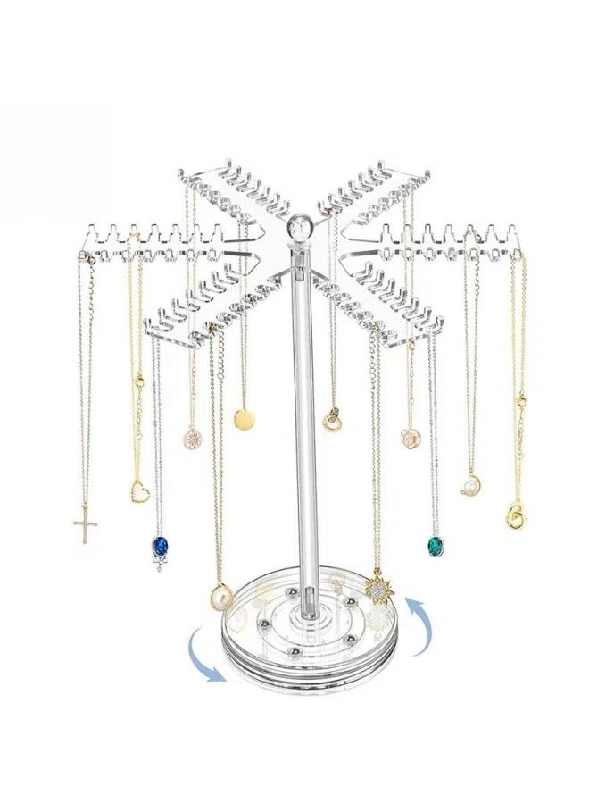 Generic Acrylic necklace holder, rotating necklace holder, hanger, transparent jewelry holder, display stand with 84 hanging - Image 1