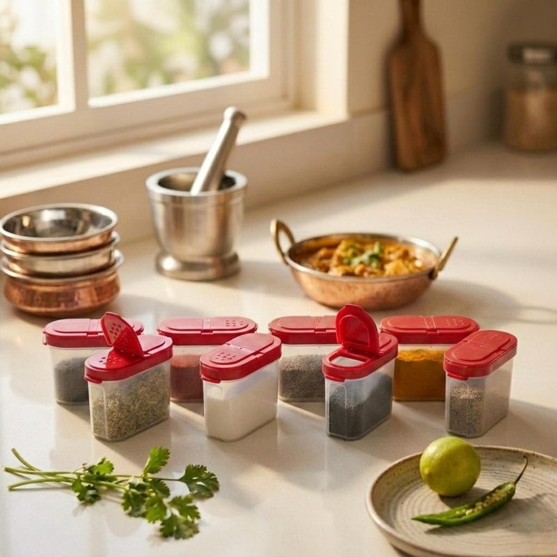 Mahaware Modular Wonder Spice Shaker and Sprinkler Set, 150ml, Set of 8, Red - Image 5