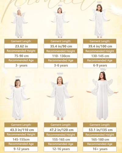 Toulite 3 Pcs Angel Costume Woman Including Angel Dress Headband Wing, Nativity Costume for Halloween Adults Kids Girls Boys (16+y/53.1 Inches,White) - Image 2