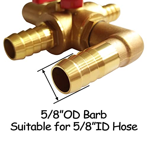 Uenede Solid Brass 5/8 Inch Heater Control Valve, Car Heater Air Conditioning Ball Valve with Switch 5/8" Hose Barb Automotive Heater Bypass Valve Fitting - Image 3
