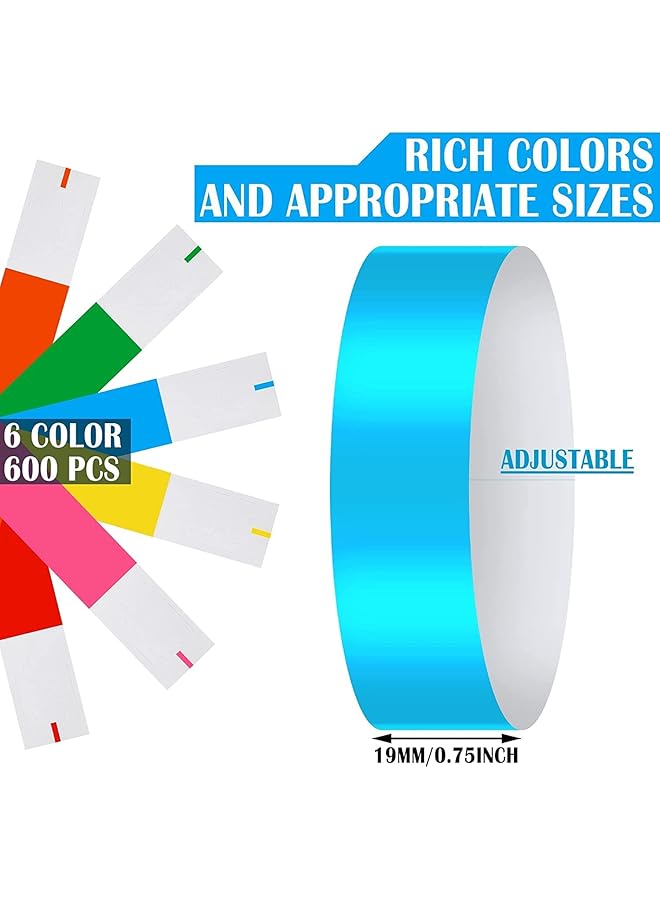 إيروريكس 600 قطعة من أساور الورق النيون المقاومة للماء للمناسبات وأساور الحفلات الموسيقية خفيفة الوزن وأساور لاصقة ملونة بالنيون للحفلات باللون الأحمر والأخضر والأصفر والوردي والأزرق والبرتقالي - Image 2