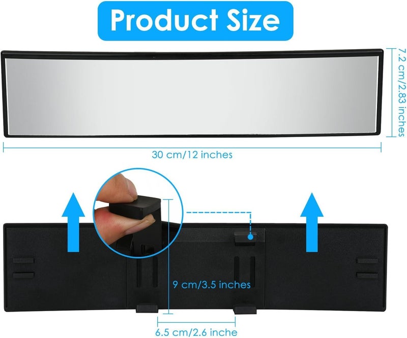 PINKE 12 Inch Rear View Mirror, Clip-On Universal Panoramic Convex Interior Car Mirror, HD Anti-Glare Wide Angle for Cars SUVs, Trucks, Car Accessories Interior - Image 5