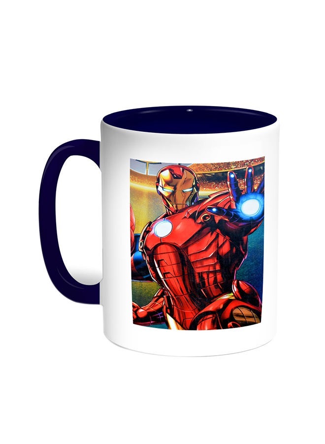 RYN Iron Man Printed Coffee Mug Blue/White 11ounce