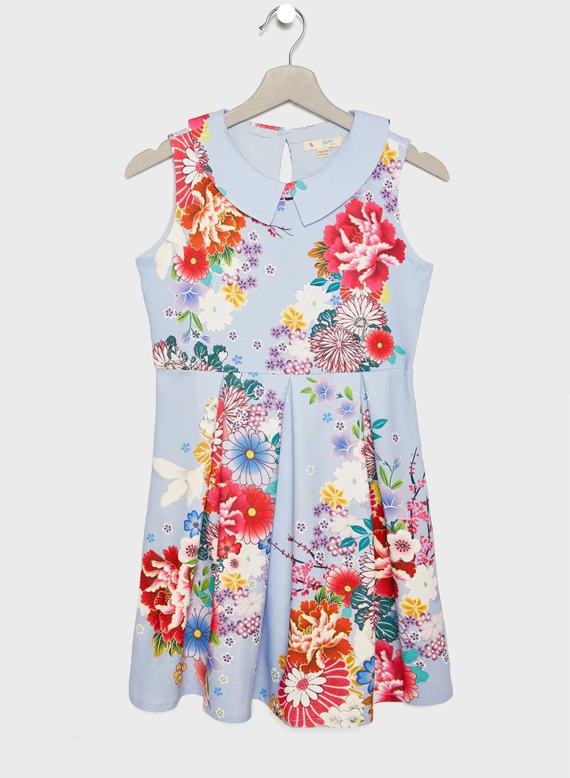 Yumi Girls Kids Japanese Garden Print Dress