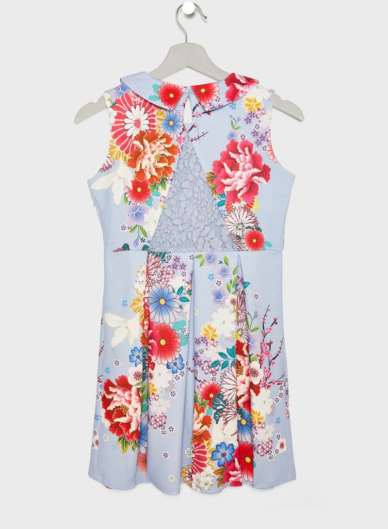 Yumi Girls Kids Japanese Garden Print Dress