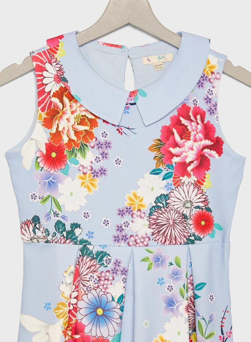 Yumi Girls Kids Japanese Garden Print Dress