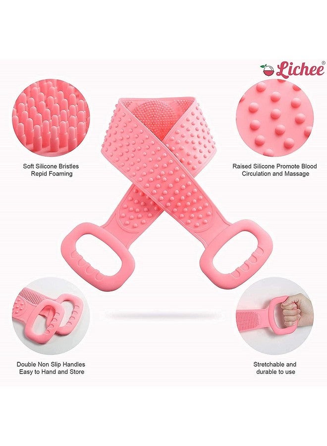 PARSE PERSONAL CARE Men & Women's Double Side Silicone Back Scrubber Bath Brush Belt Washer for Dead Skin Removal - Image 2