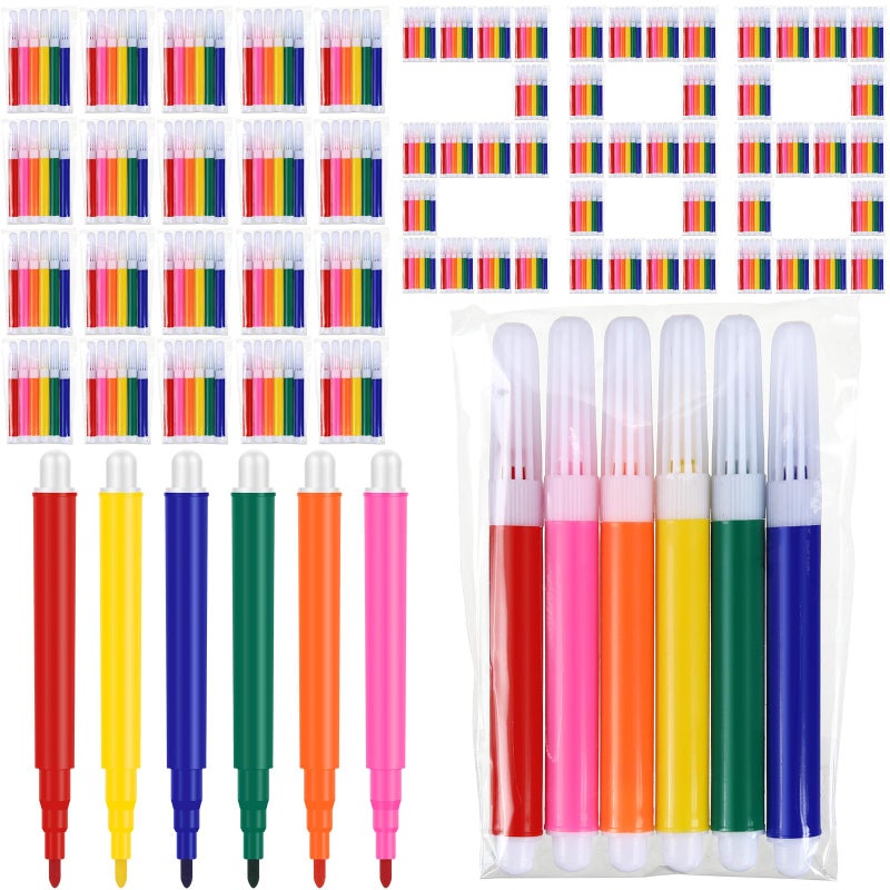 Watersay 288 Pcs Mini Markers Bulk Colored Pen 3.4 Inch Vibrant Colors Portable Short Colored Markers Assorted Multicolor Watercolor Marker Pen for Adult Office Supplies (6 Colors) - Image 1
