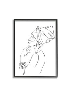 Stupell Industries African American Woman Headwrap Modern Minimal Linework Designed By Ros Ruseva Black Framed Wall Art  - Image 1