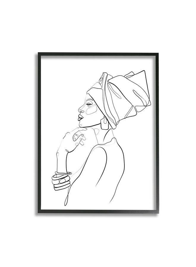 Stupell Industries African American Woman Headwrap Modern Minimal Linework Designed By Ros Ruseva Black Framed Wall Art - Image 1