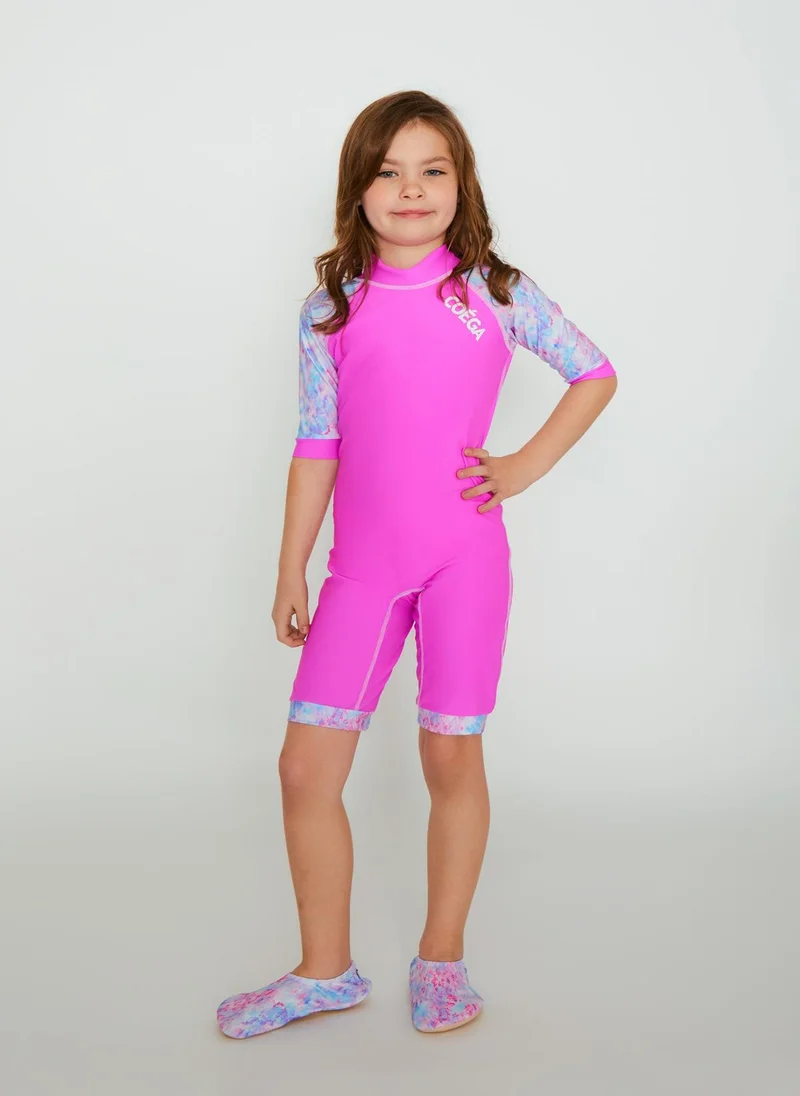 COEGA SUNWEAR COEGA Girls Kids One Piece Suit - Purple Abstract Drops