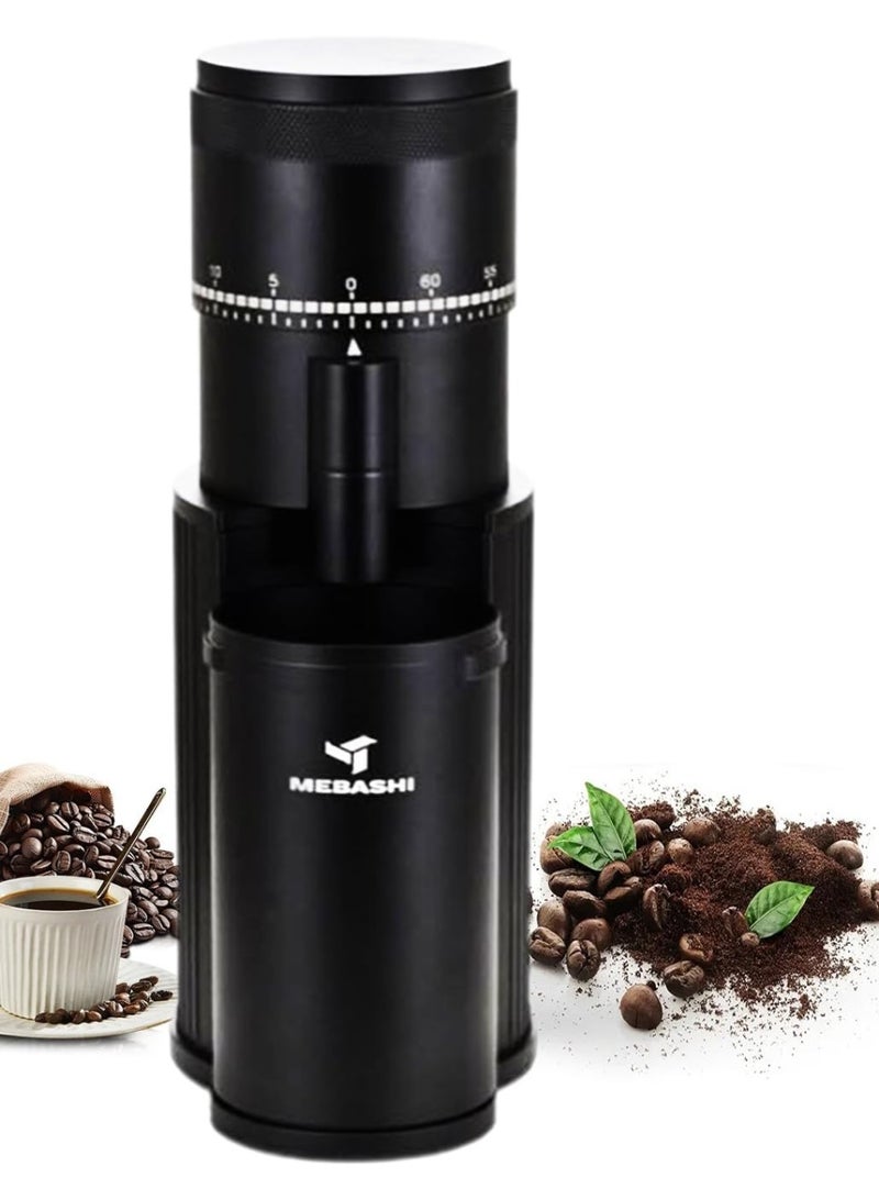 MEBASHI Electric Coffee Grinder, 70g Capacity, 60 Grind Settings, Conical Burr, (ME-CG2303), 72W, Black - Image 4