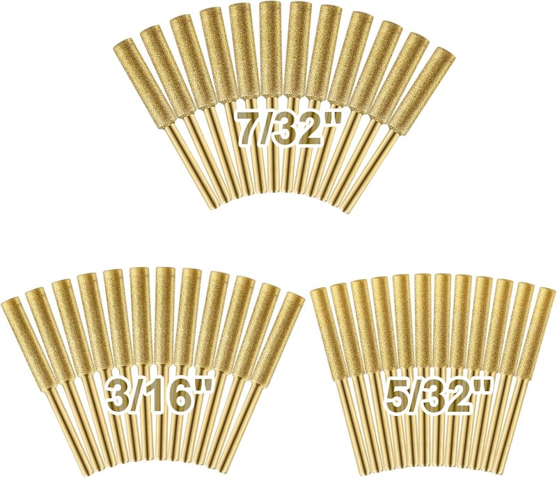 Big Gun 36pcs High Hardness Titanium Plated Chainsaw Sharpener Bits for Chain, Including 5/32''x 12, 3/16''x 12, 7/32''x 12pcs - Image 1