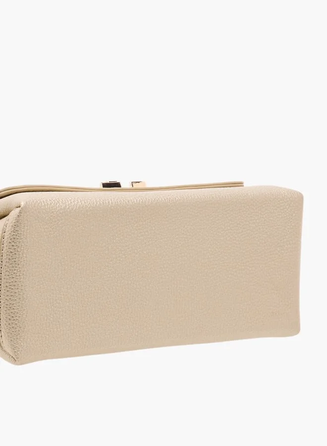 Flora Bella By Shoexpress Women's Logo Accent Crossbody Bag with Twist Lock Closure and Detachable Strap