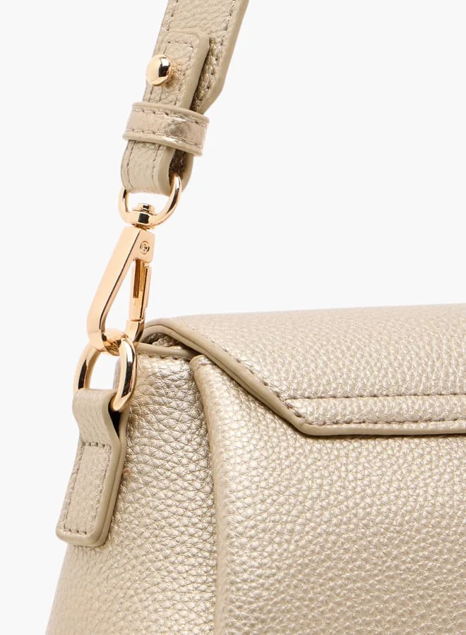 Flora Bella By Shoexpress Women's Logo Accent Crossbody Bag with Twist Lock Closure and Detachable Strap