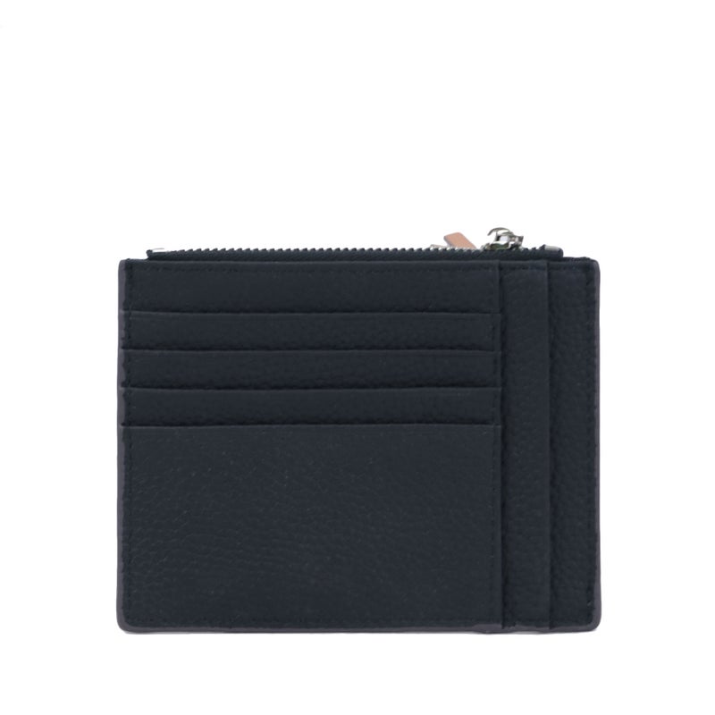 Real Cowhide Zipper Small Change Card Bag Short Fashionable All-match Color Matching Car Stitching Multi-card Bit Mens and Womens Daily Money Bag Black 