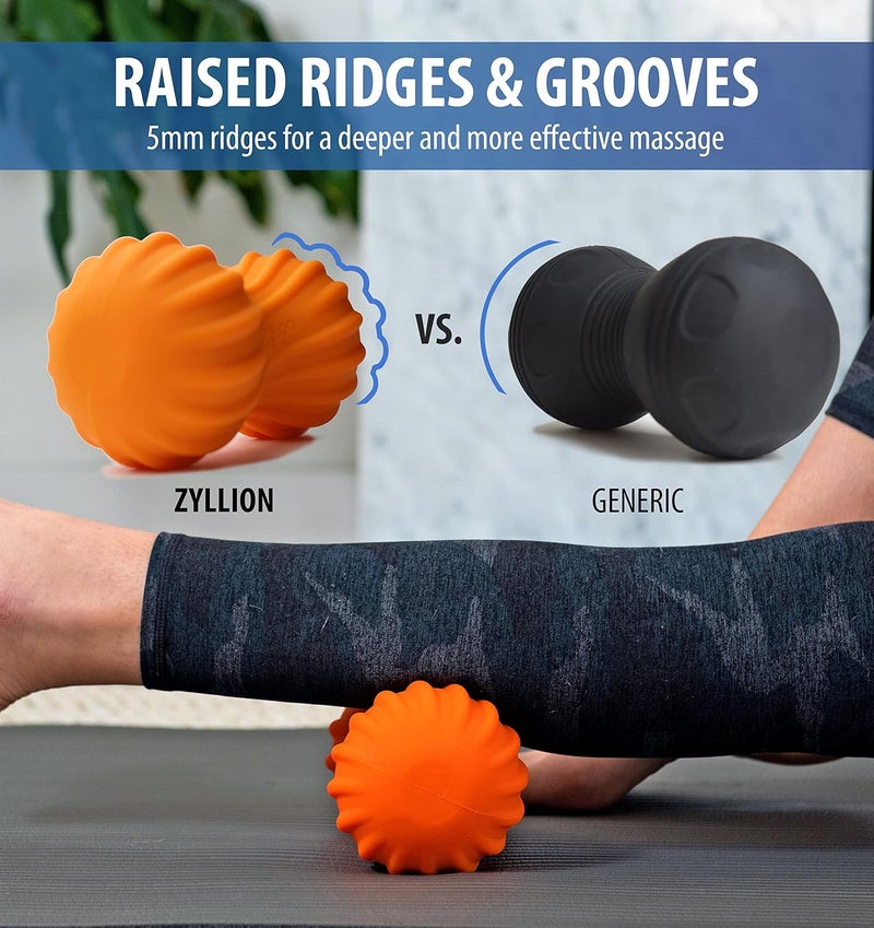 Zyllion Vibrating Peanut Massage Ball with 4 Modes  Cordless Rechargeable Electric Deep Tissue Massager Roller for Muscle Pain Relief Orange ZMA30 - Image 2