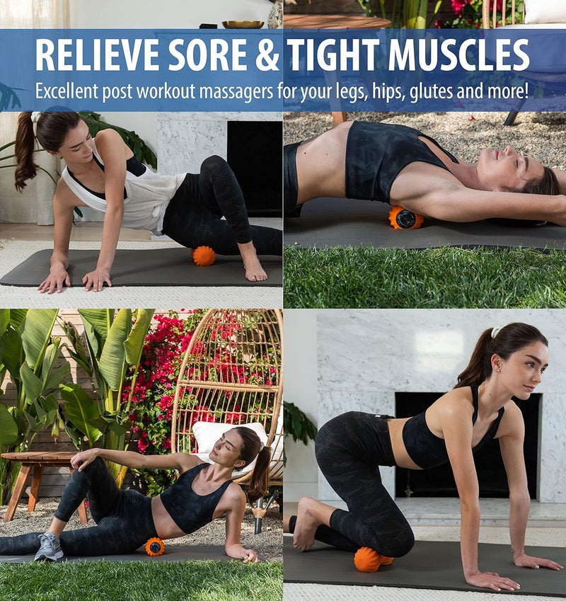 Zyllion Vibrating Peanut Massage Ball with 4 Modes  Cordless Rechargeable Electric Deep Tissue Massager Roller for Muscle Pain Relief Orange ZMA30 - Image 4