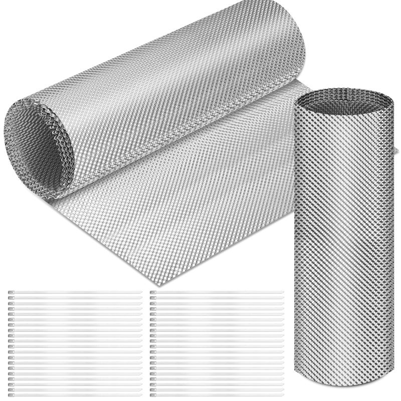 Datanly Exhaust Heat Shield Automotive 15 x 93 Embossed Aluminum Heat Shield Material with 20 Pcs Cable Metal Zip Ties for Fire Wall Exhaust Wrap Wall Behind Grill