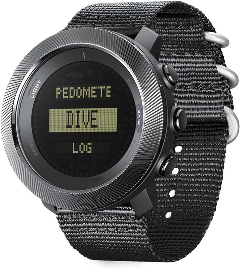 Luocute Outdoor Diving Watch, LED Backlight Compass Thermometer Altimeter Barometer 100M Water Proof with Dive Logging World Time Alarm, for Diving Swimming Hiking Jogging - Image 2