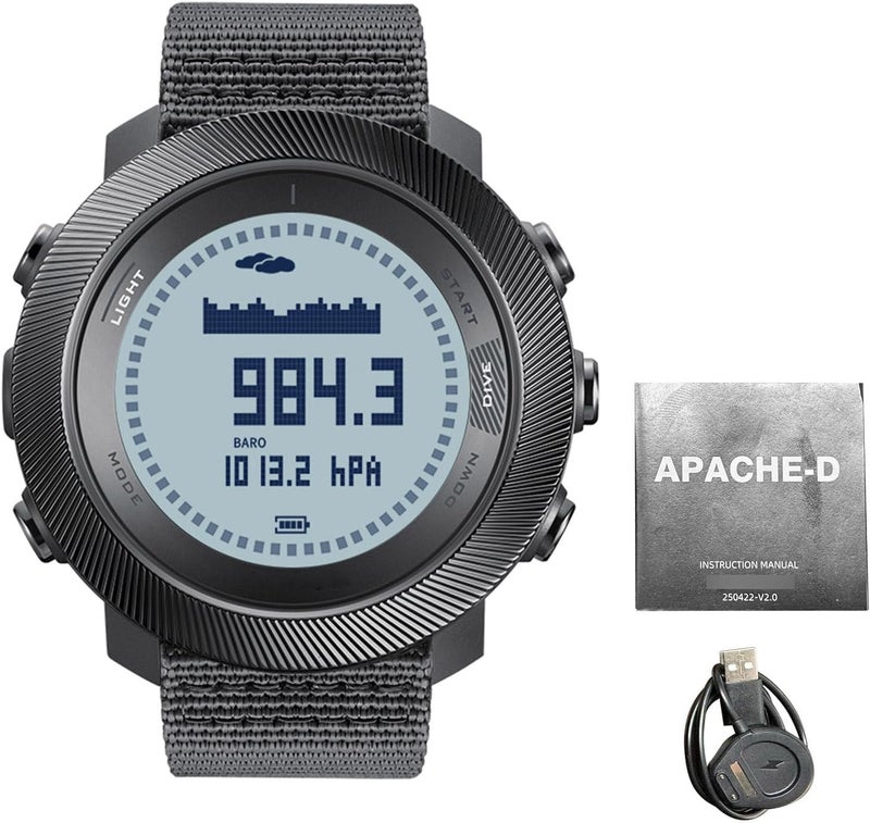 Luocute Outdoor Diving Watch, LED Backlight Compass Thermometer Altimeter Barometer 100M Water Proof with Dive Logging World Time Alarm, for Diving Swimming Hiking Jogging - Image 1