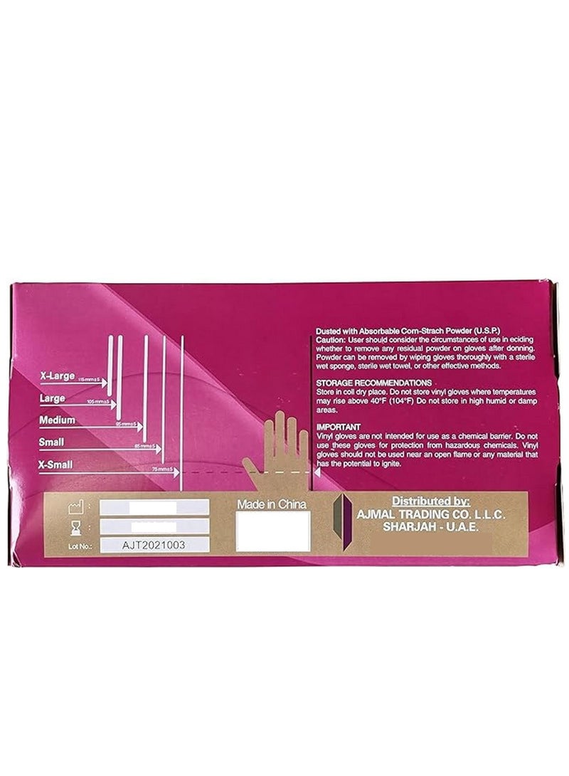 CATHA PACK Vinyl Gloves Clear Powder Free Large 100 Gloves Pack - Image 3