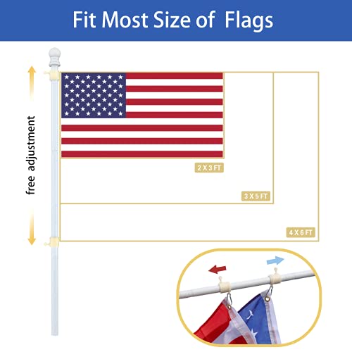 Barcetine 5ft Stainless Steel Flag Pole for House, Tangle Free Design with Two-Position Bracket, White, for 3x5 American Flag, Outdoor Use - Image 2