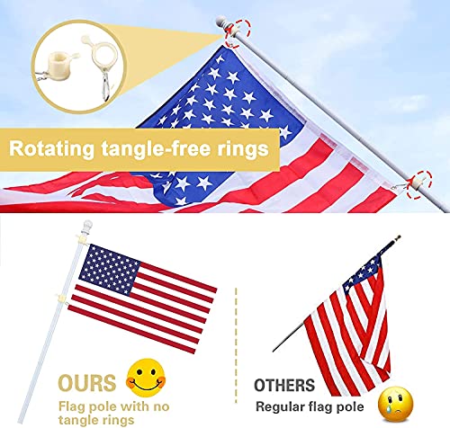 Barcetine 5ft Stainless Steel Flag Pole for House, Tangle Free Design with Two-Position Bracket, White, for 3x5 American Flag, Outdoor Use - Image 3