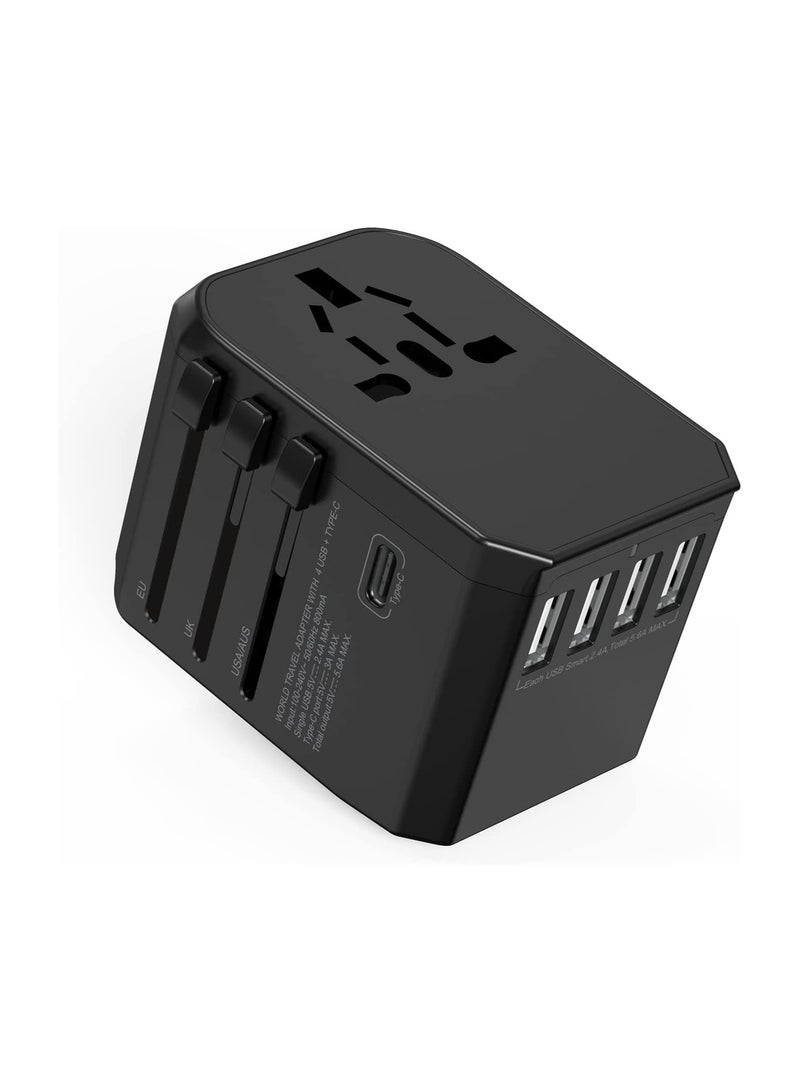 Universal Travel Adapter with 4 Ultra-Fast USB Port and 1 Ultra-Fast USB Type C Port and Power Socket Worldwide Plugs - Image 1