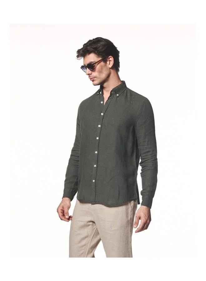 Liwali 100% Linen Button-Down Collar Shirt.